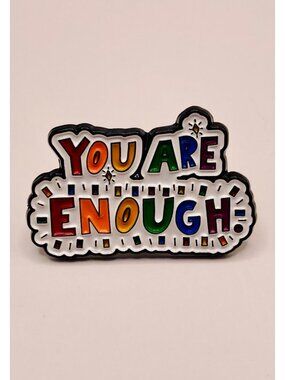 You Are Enough Rainbow Enamel Lapel Pin With Black Rubber Clasp - 90B